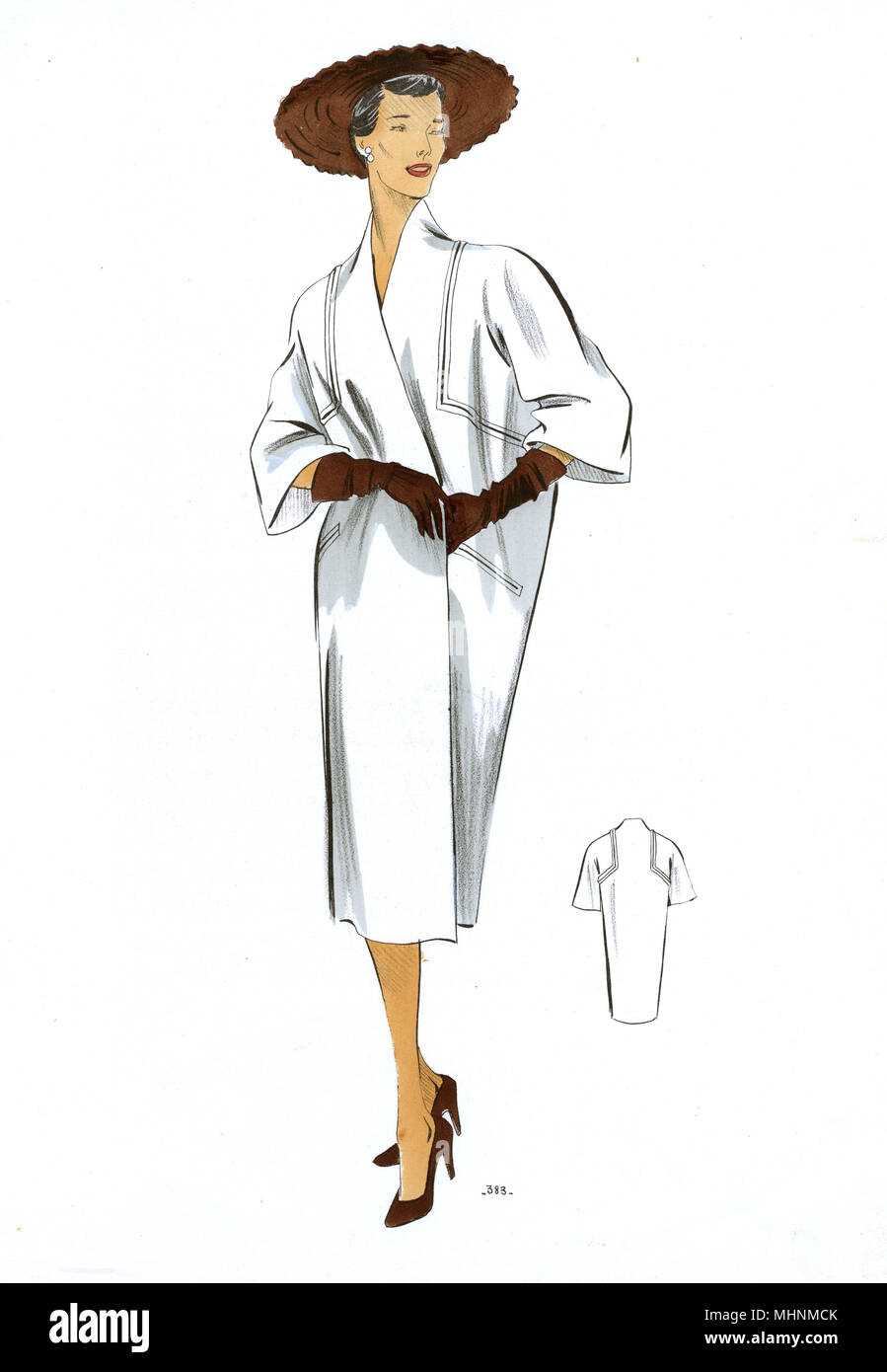 Fashion Plate - 1950er - Französisch - Damenkostüm Stockfoto