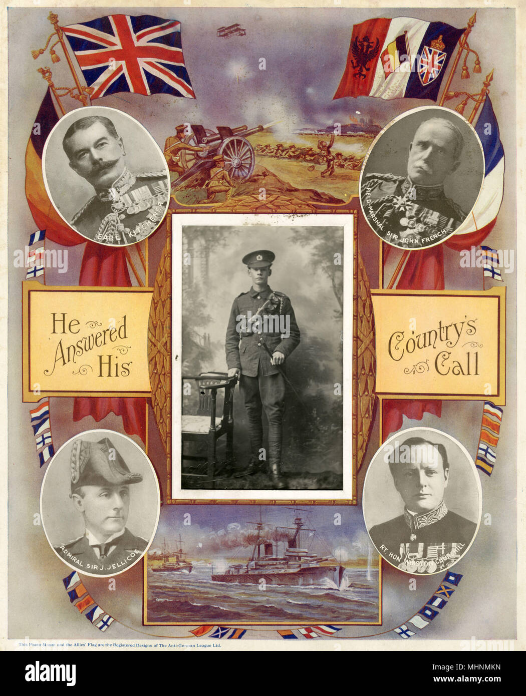 WW1 Uhr - Erinnerungsfoto für Soldier's Portrait Photo Stockfoto