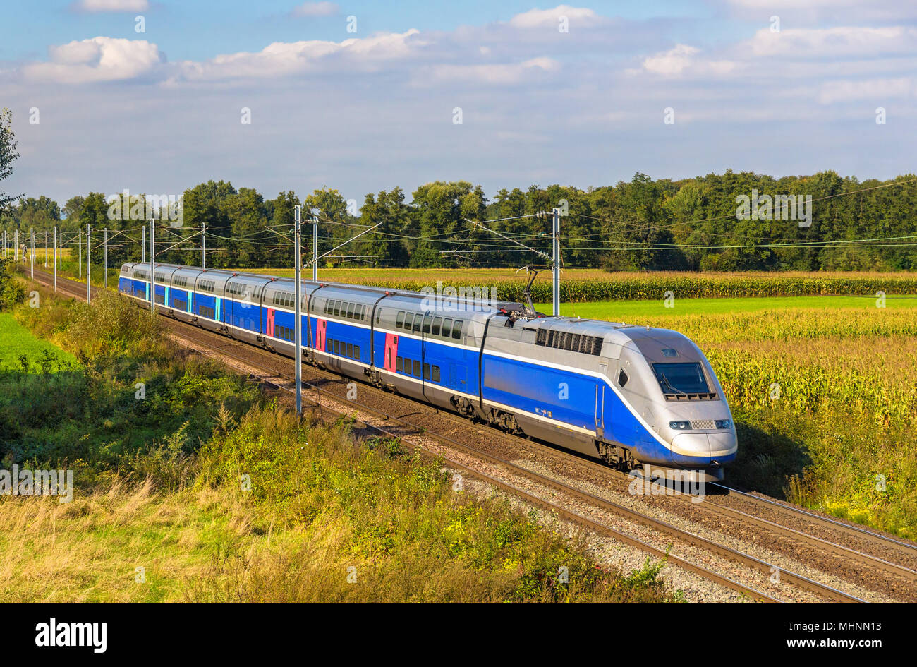 Hochgeschwindigkeitszug Straßburg - Paris, Frankreich Stockfoto