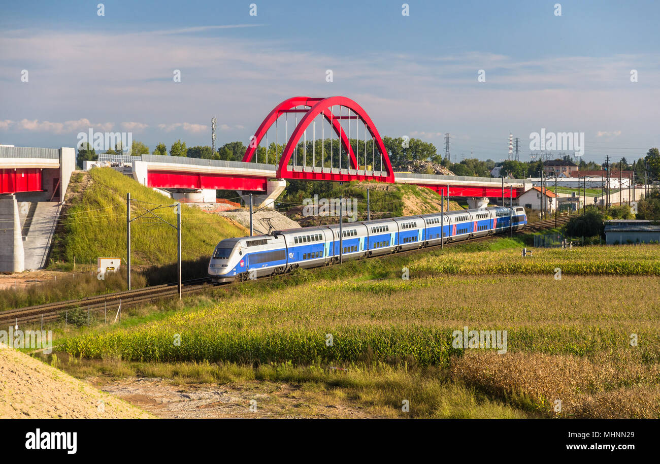 Straßburg, Frankreich - 22 September: SNCF TGV-Zug auf Euroduplex Stockfoto