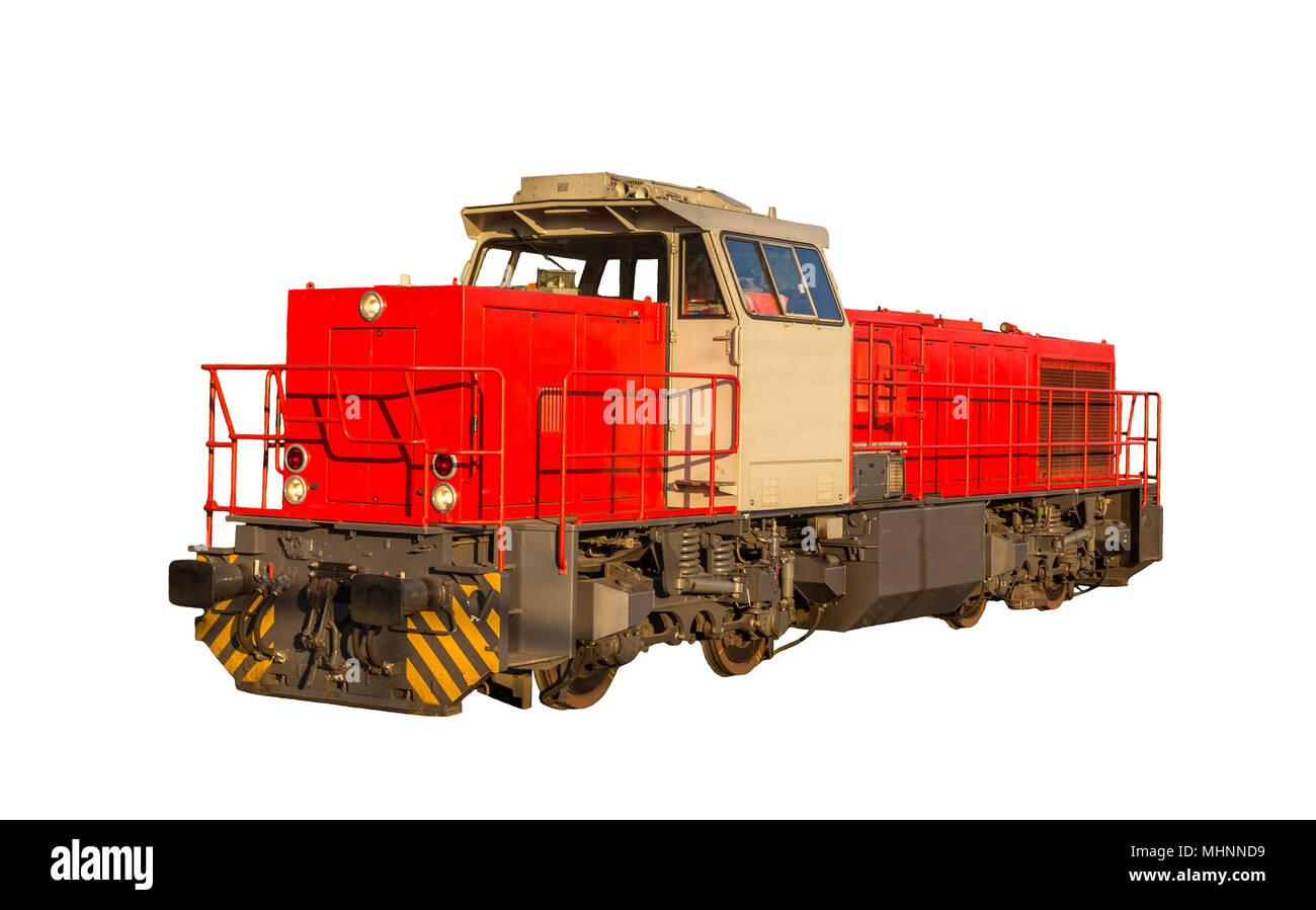 Französische Rangierlok auf weißem Hintergrund Stockfoto