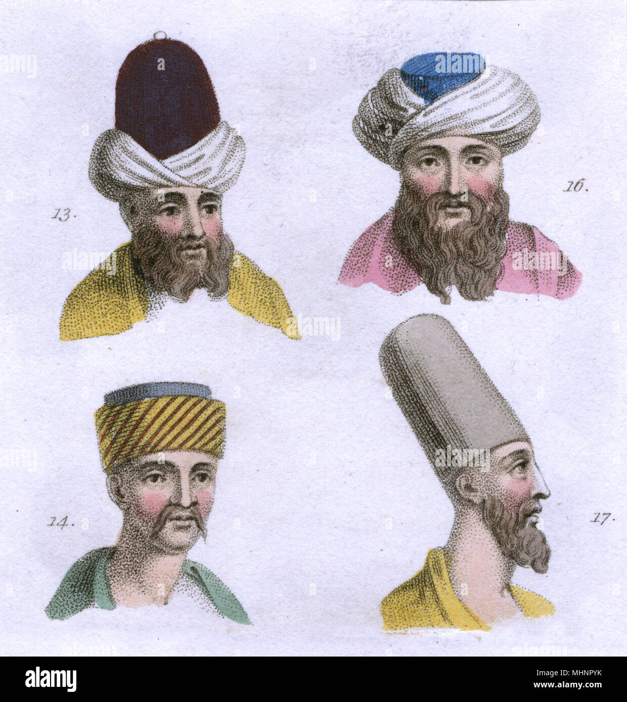 Die Leiter der vier mittleren östlichen Männer Datum: ca. 1821 Stockfoto