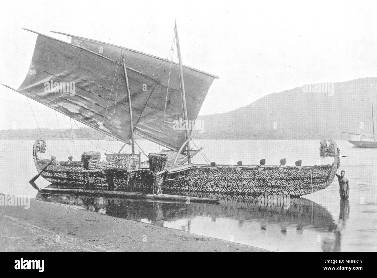 Melanesien. Melanesien. Eine lange Reise Segelboot; Einsiedler Inseln 1900 Drucken Stockfoto