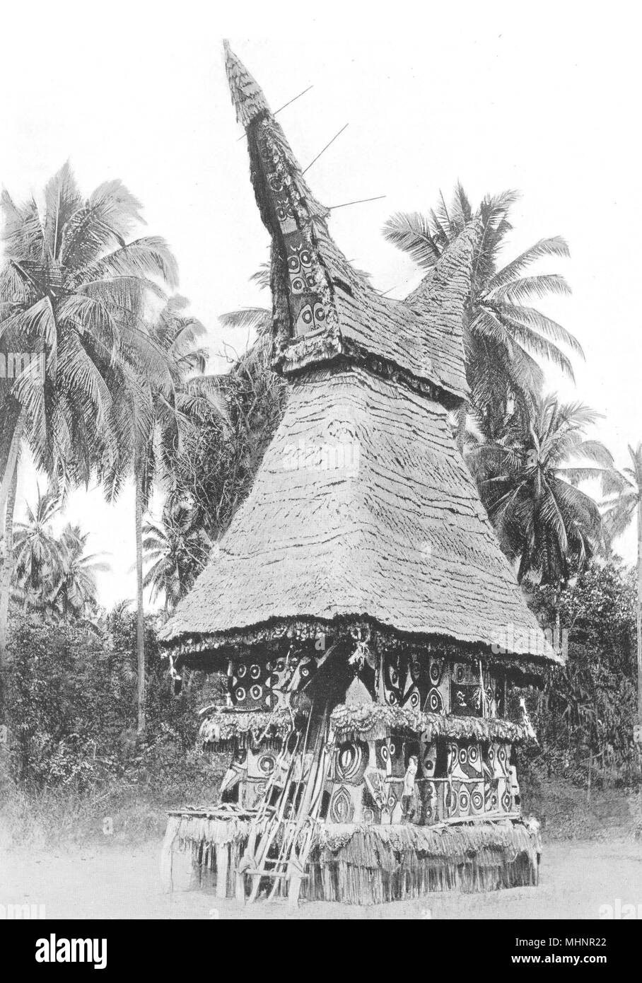 Melanesien. Melanesien. Die Maske - Haus von einer geheimen Gesellschaft; 1900 alte Drucken Stockfoto