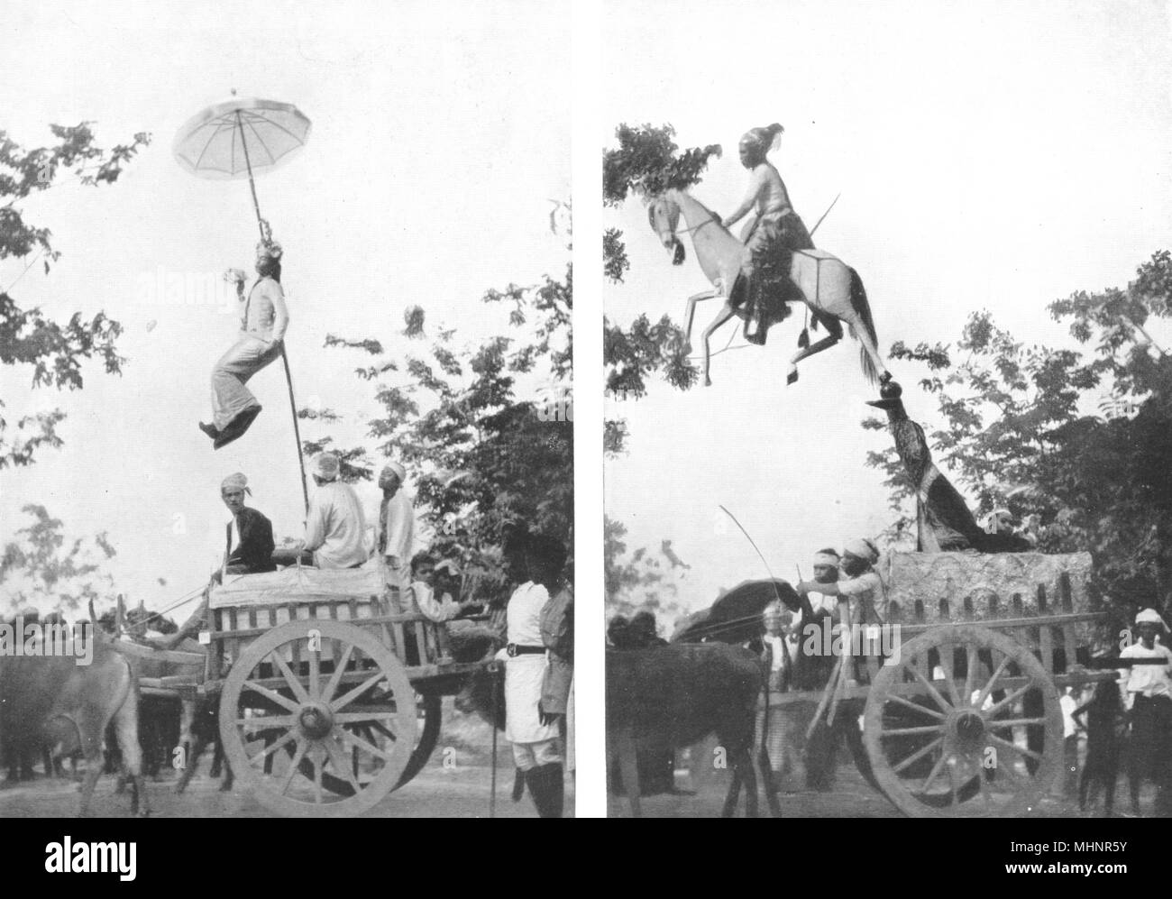 Birma. Fete Pageants; Warenkorb trägt Elephant-Vogel durchgeführt Kithani Queen 1900 Stockfoto