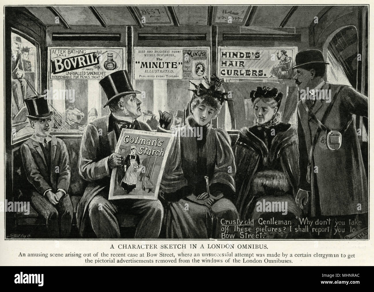 Werbeplakate auf den Londoner Omnibussen 1896 Stockfoto