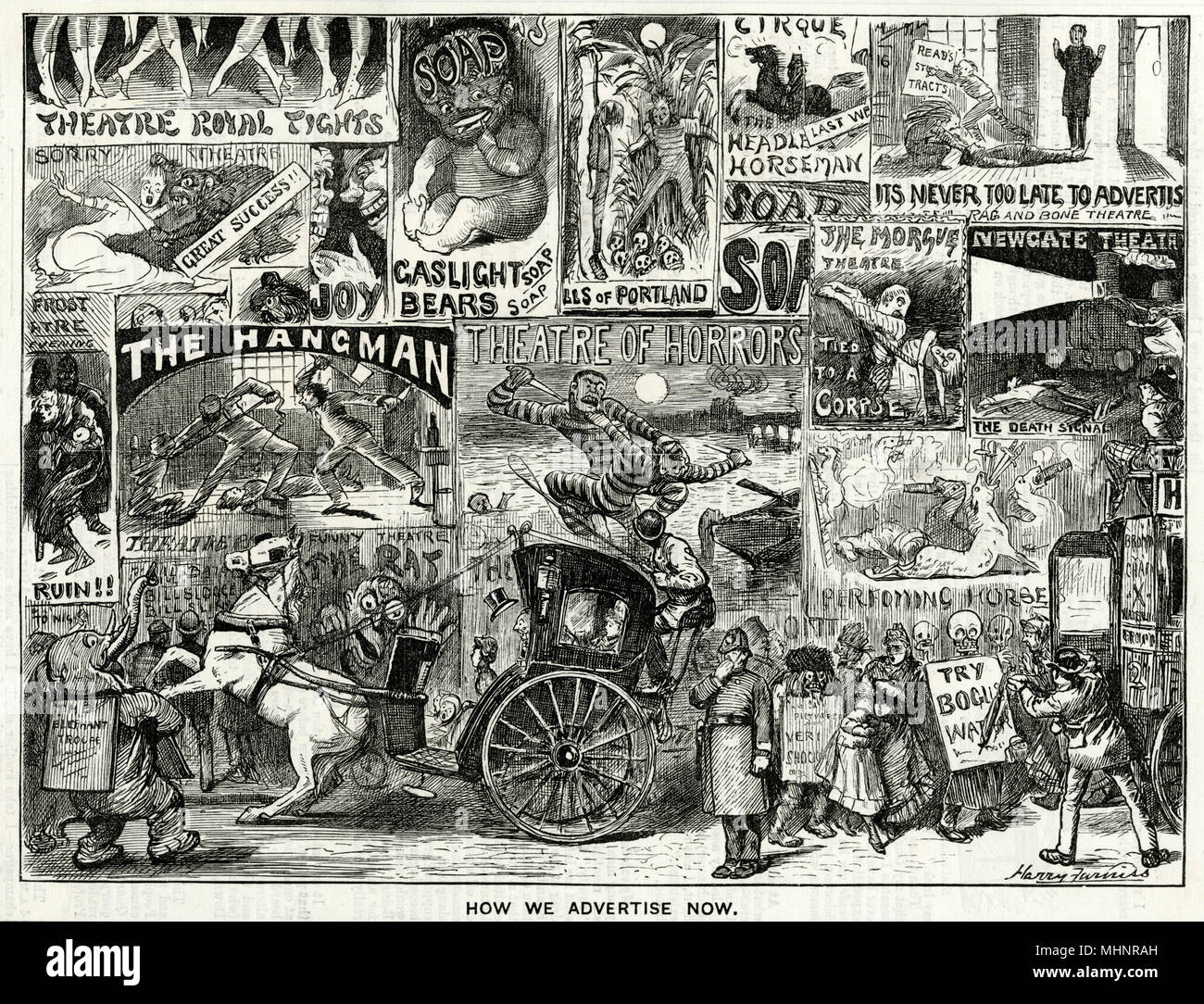 Plakate mit Rechnungen 1887 Stockfoto
