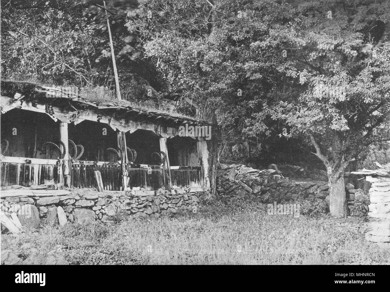 Tadschikistan. Turkestan. Die Mazar an Gorif; mit ibex Hörner 1900 eingerichtet Stockfoto Tadschikistan. Turkestan. Die Mazar an Gorif; mit ibex Hörner 1900 eingerichtet Stockfoto