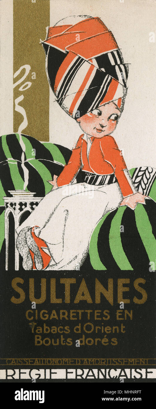 Handelskarte für Sultanin-Zigaretten Stockfoto