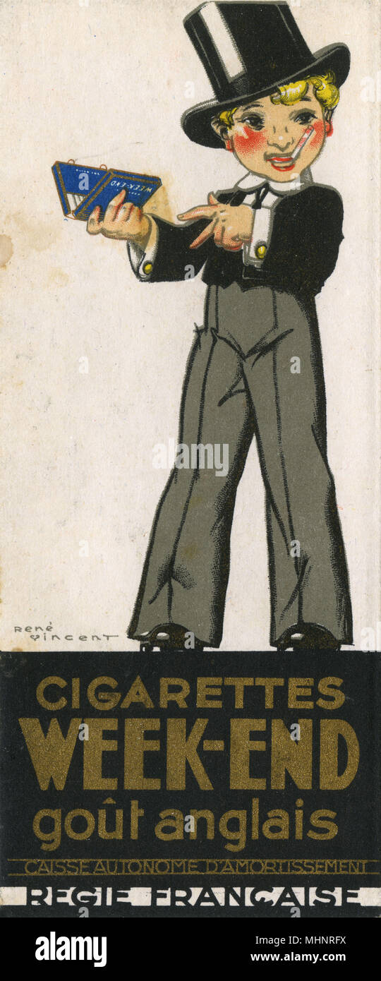 Tauschkarte für Zigaretten am Wochenende - englischer Geschmack Stockfoto