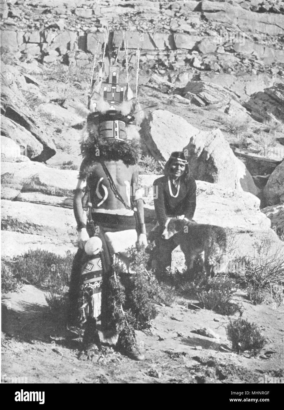 ARIZONA. Ein Hauptmann der Katchina Tanz, am Moki; Hopi Priester 1900 Drucken Stockfoto