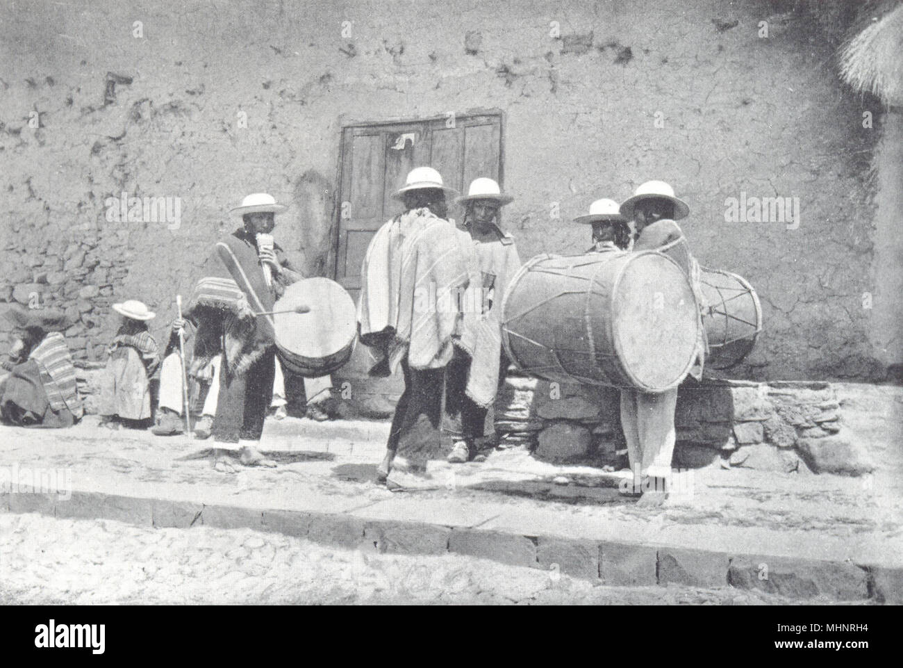 PERU. Musik der Quechua Indianer; 1900 alte antike vintage Bild drucken Stockfoto