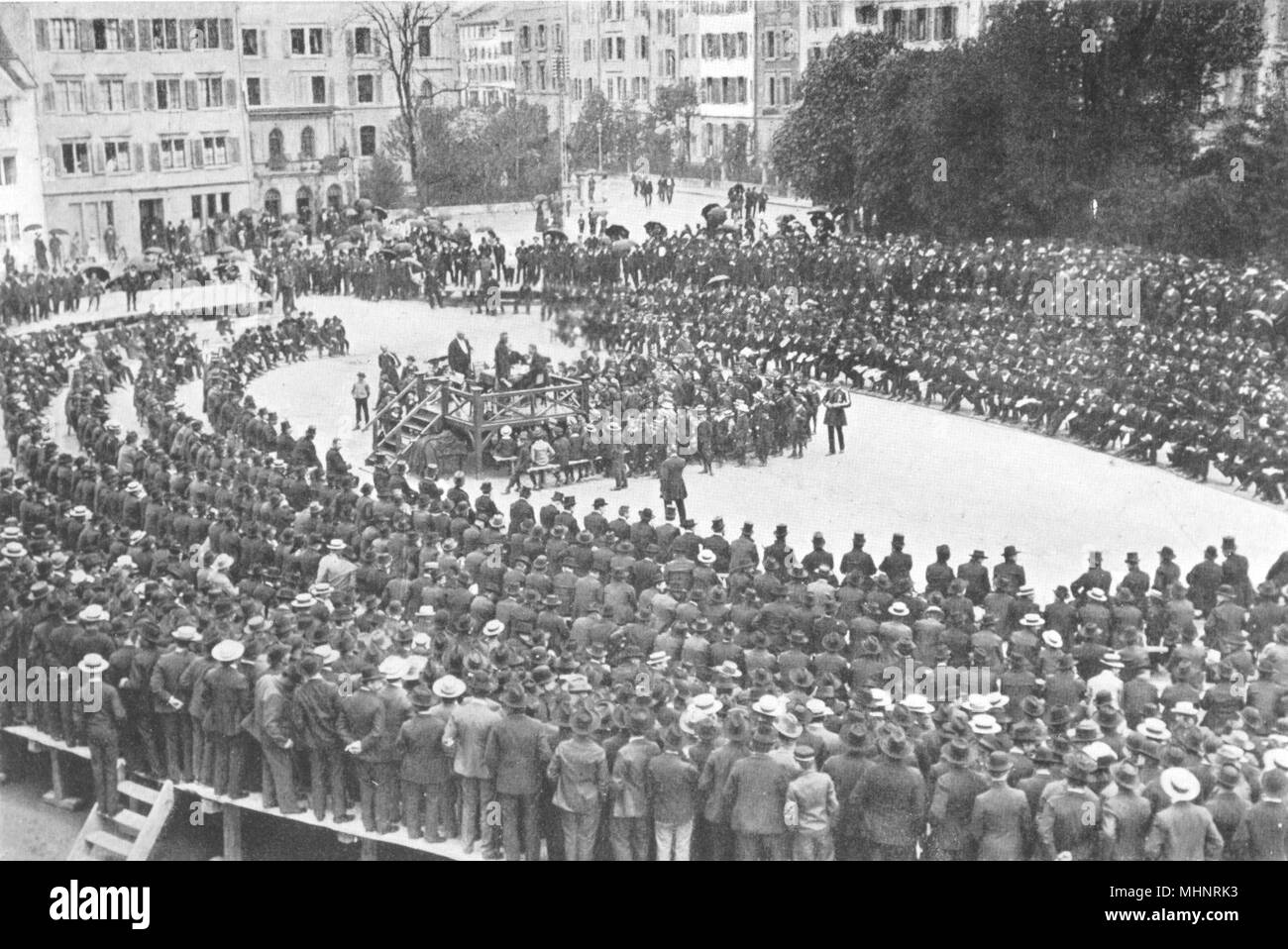 Die Schweiz. Ein kantonales Parlament; in der Open Air 1900 alten, antiken Drucken Stockfoto