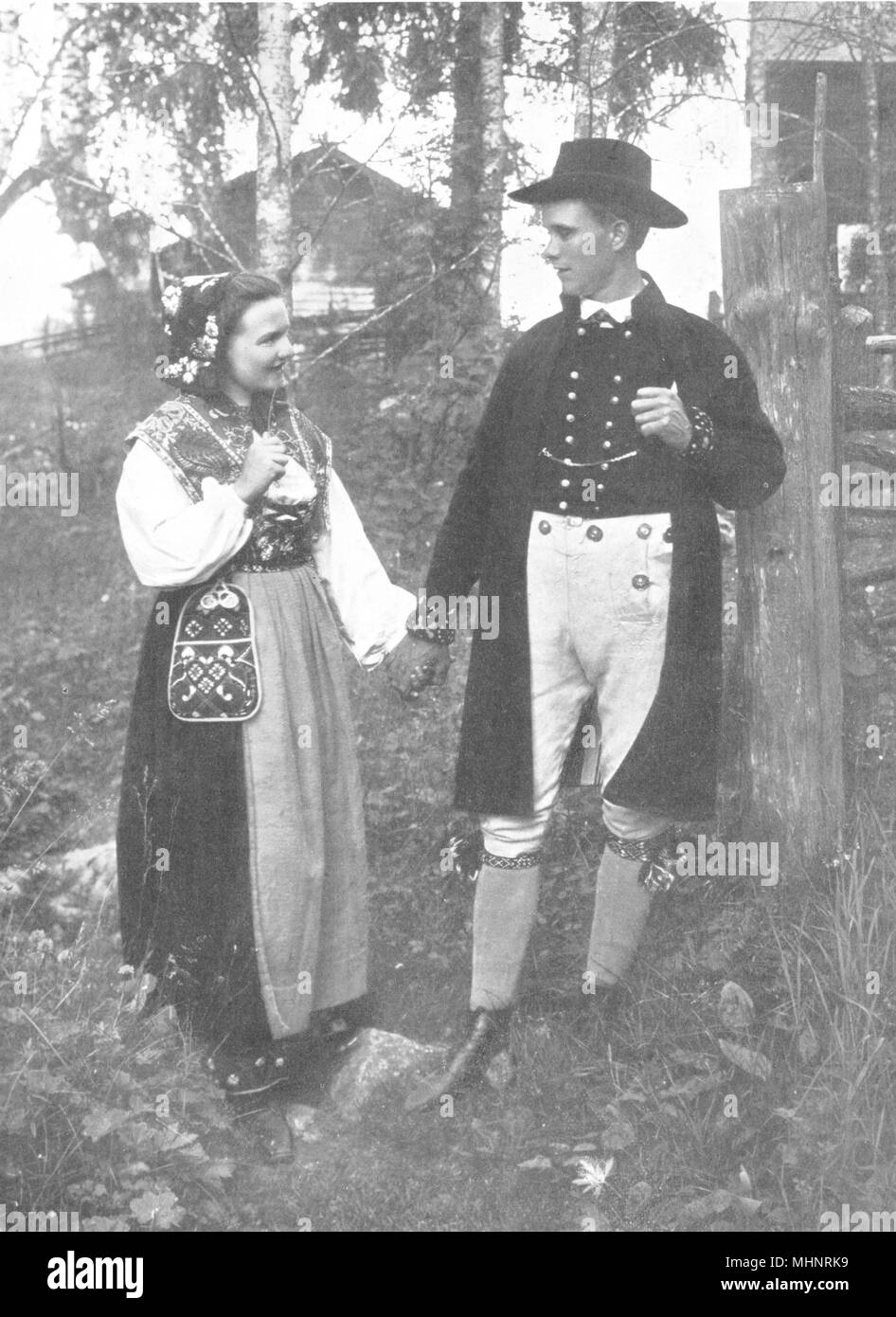 Schweden. Skandinavien. Schwedische Nationale Kleid; Dalicarlia, Leksand 1900 Drucken Stockfoto