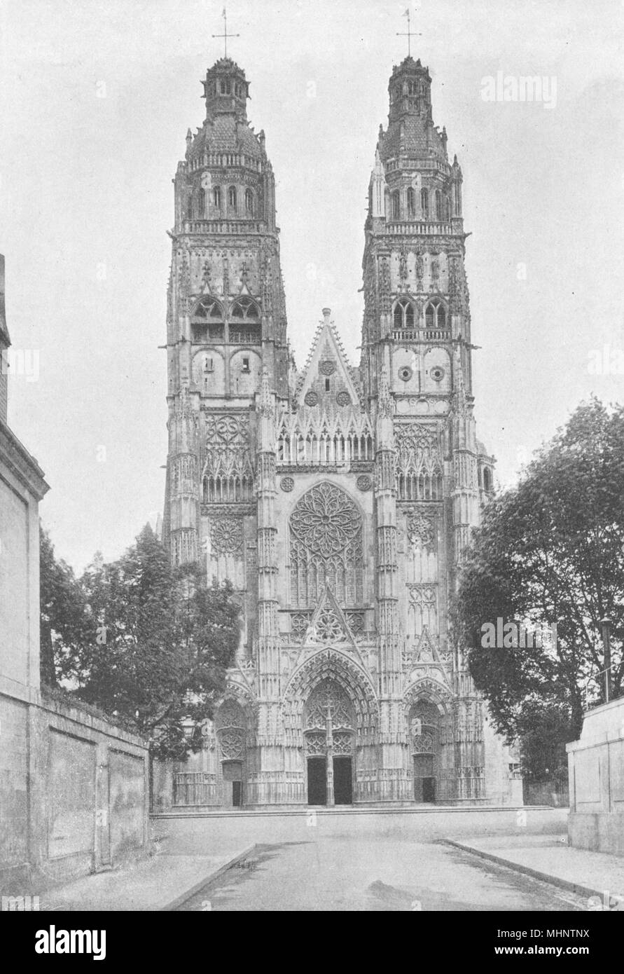 Frankreich. Touren. Cathédrale. Ensemble 1895 alte antike vintage Bild drucken Stockfoto