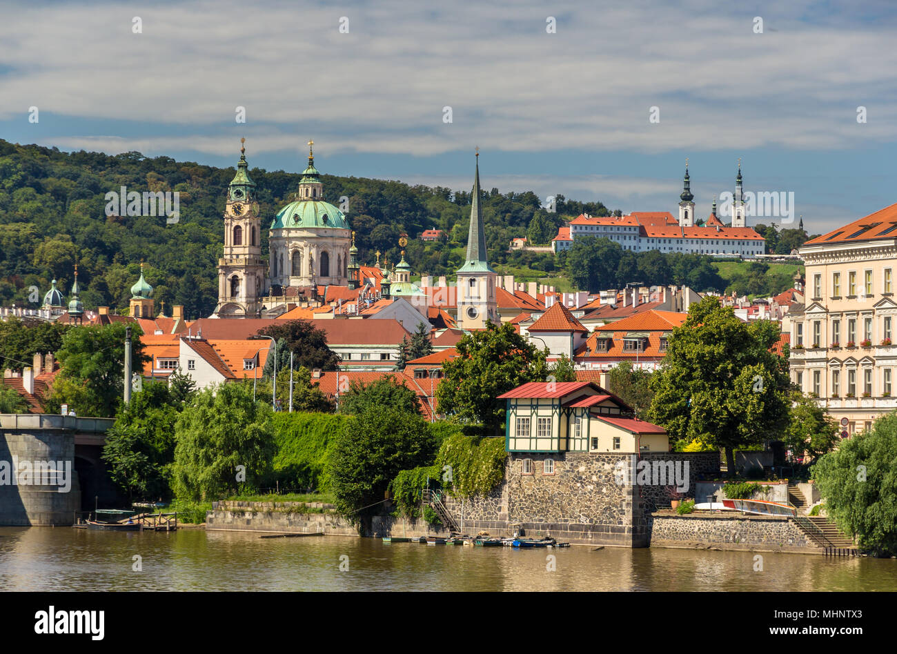 Anzeigen St. Nicholas Kirche und Kloster Strahov in Prag Stockfoto