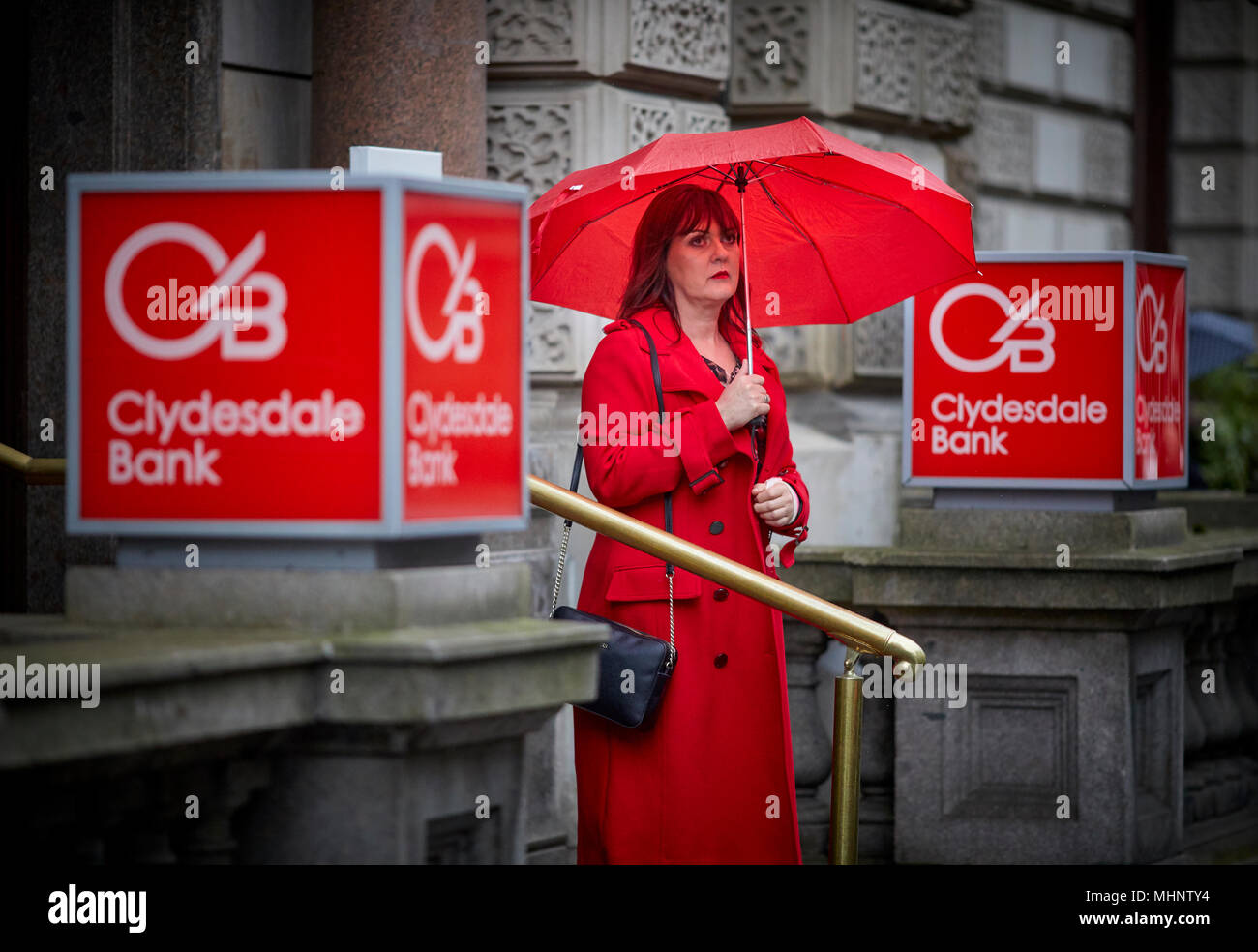 Glasgow in Schottland, rot Clydesdale Bank unterzeichnet Stockfoto