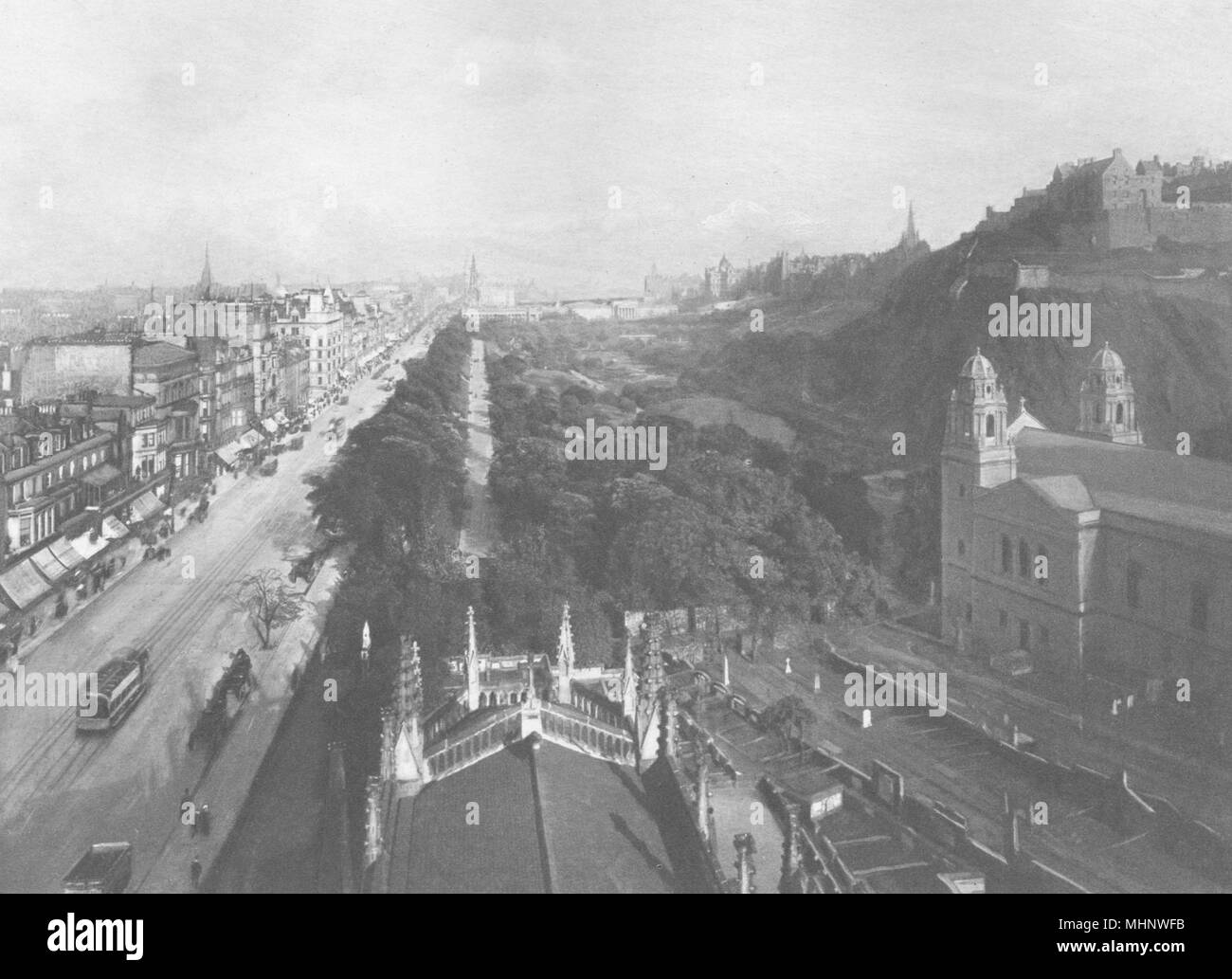 Schottland. Edinburgh, in Richtung Calton Hill westlichen Ende der Princes Street 1901 Drucken Stockfoto