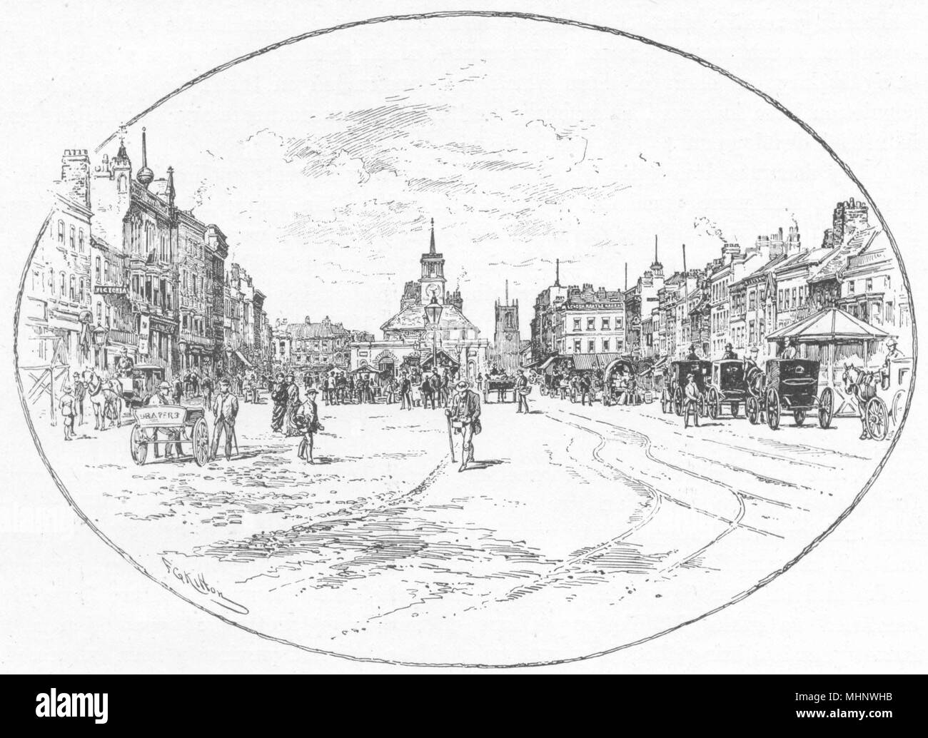 YORKSHIRE. High Street, Stockton 1901 alte antike vintage Bild drucken Stockfoto