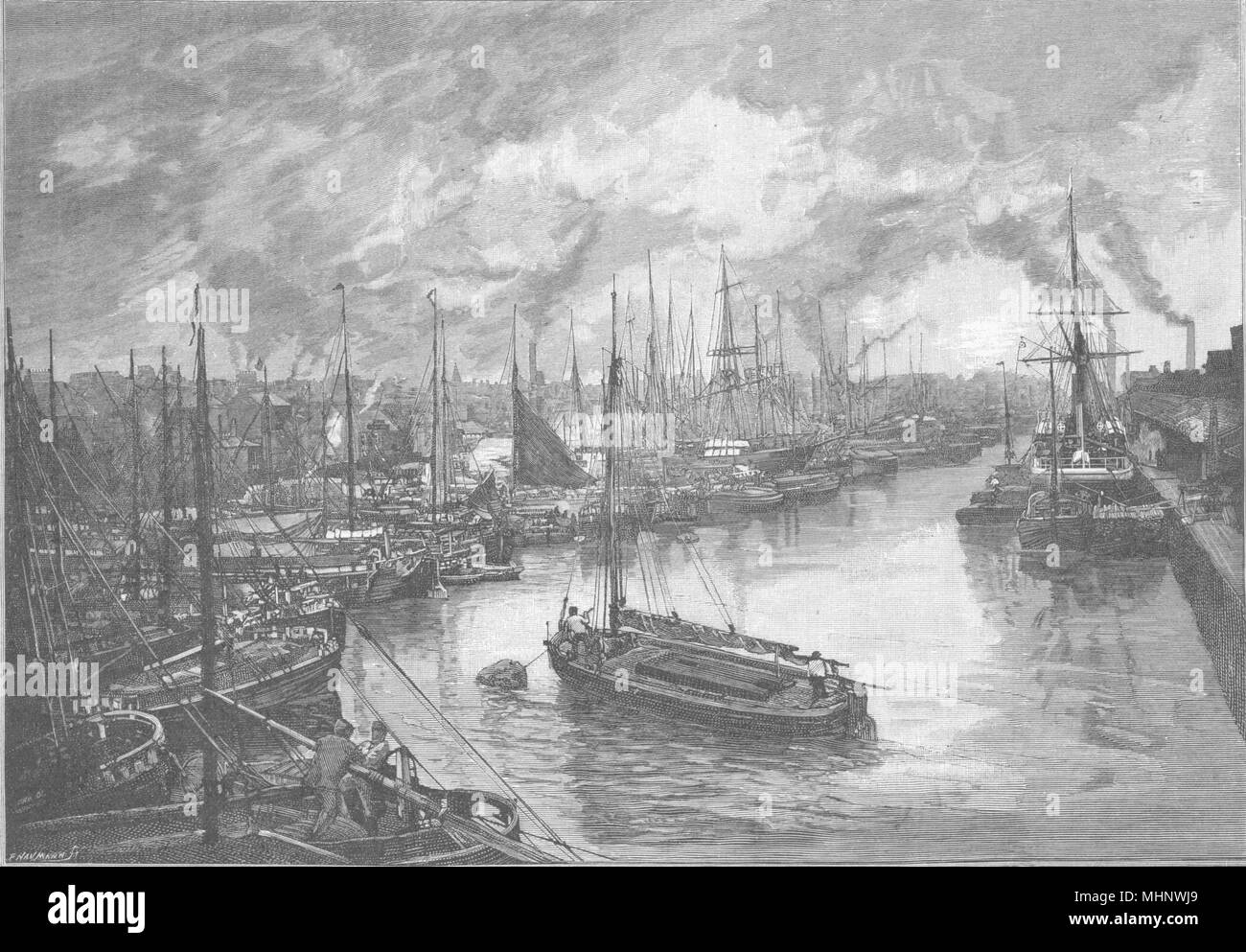 YORKSHIRE. Queen's Dock, Hull 1901 alte antike vintage Bild drucken Stockfoto
