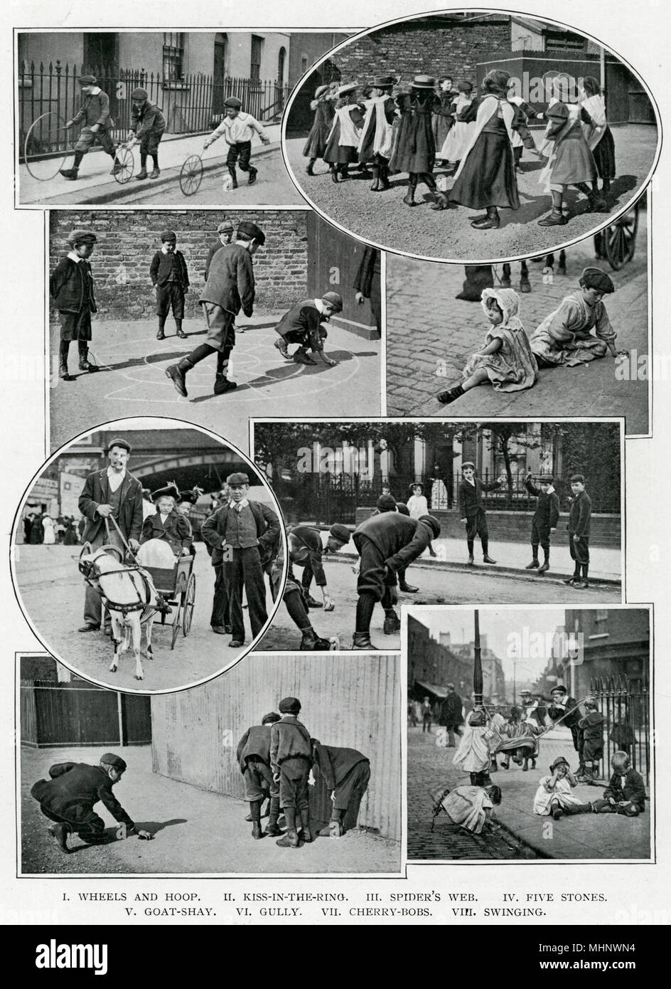 Kinder, die auf der London Street spielen 1900er Stockfoto