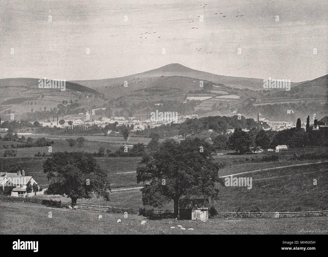 WALES. Abergavenny 1900 alte antike vintage Bild drucken Stockfoto