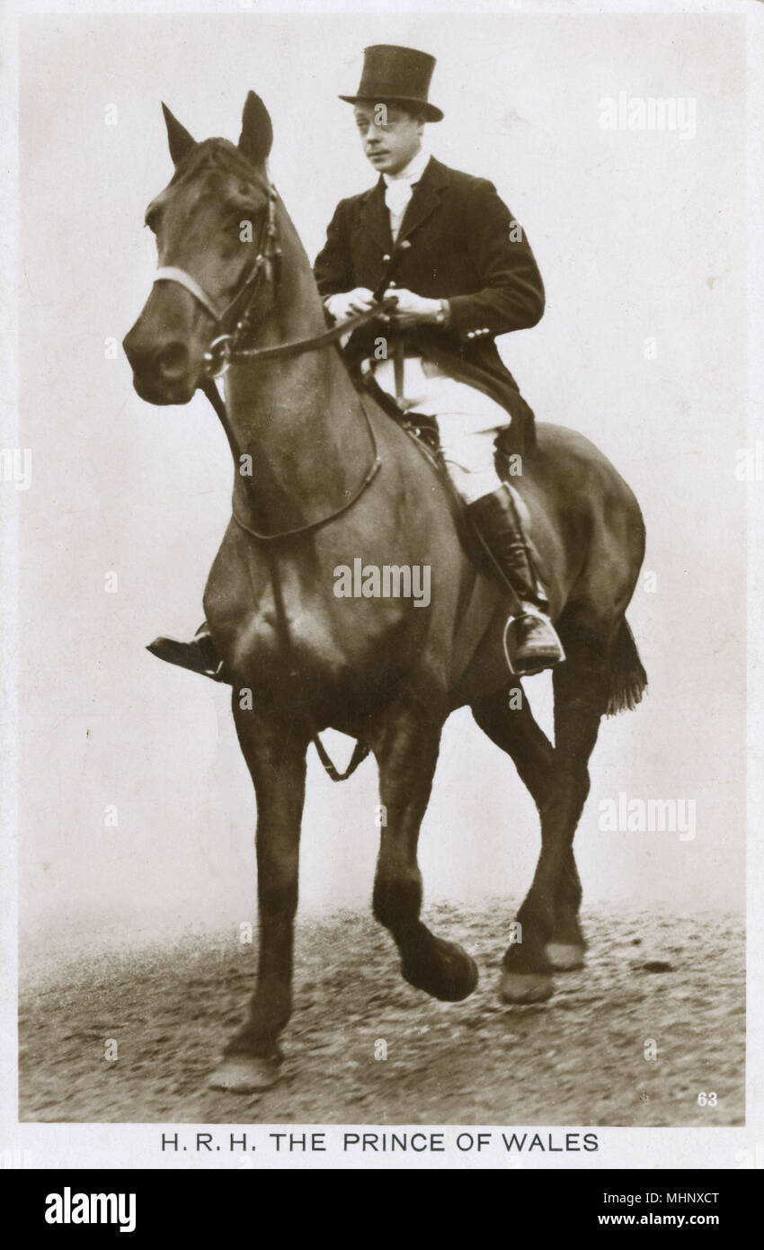 Prinz von Wales, später König Edward VIII., auf dem Pferderücken Stockfoto