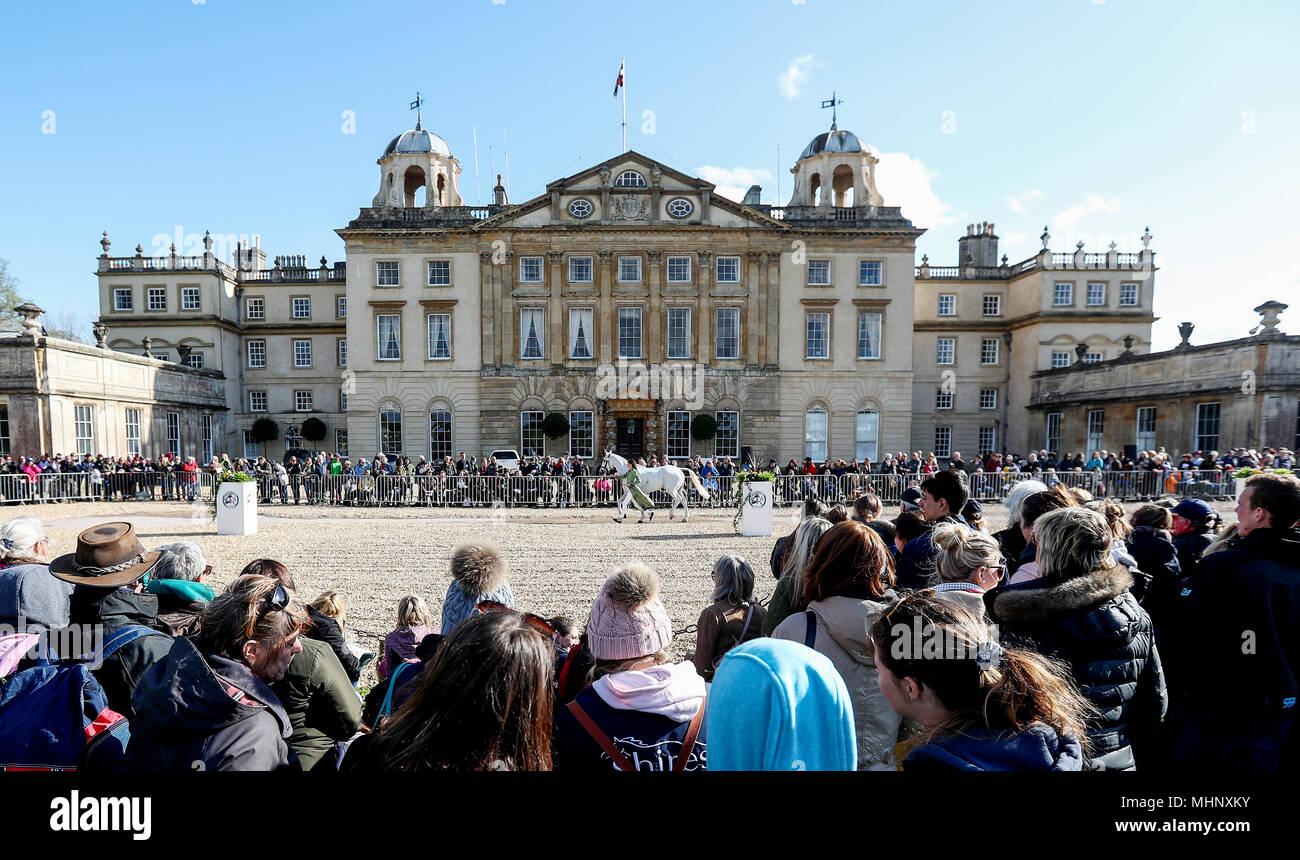 Kirsty kurz mit Cossan Kop im Trab während des Tages eine der Mitsubishi Motors Badminton Horse Trials im Badminton, Gloucestershire. PRESS ASSOCIATION Foto. Bild Datum: Mittwoch, Mai 2, 2018. Siehe PA Geschichte EQUESTRIAN Badminton. Foto: David Davies/PA-Kabel Stockfoto