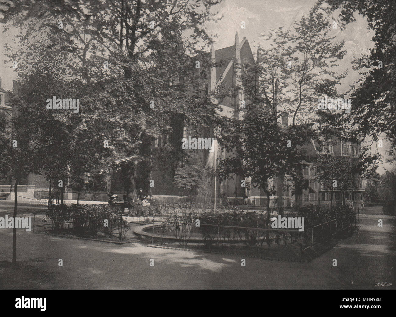 Fountain Court, Tempel. London 1896 alte antike vintage Bild drucken Stockfoto