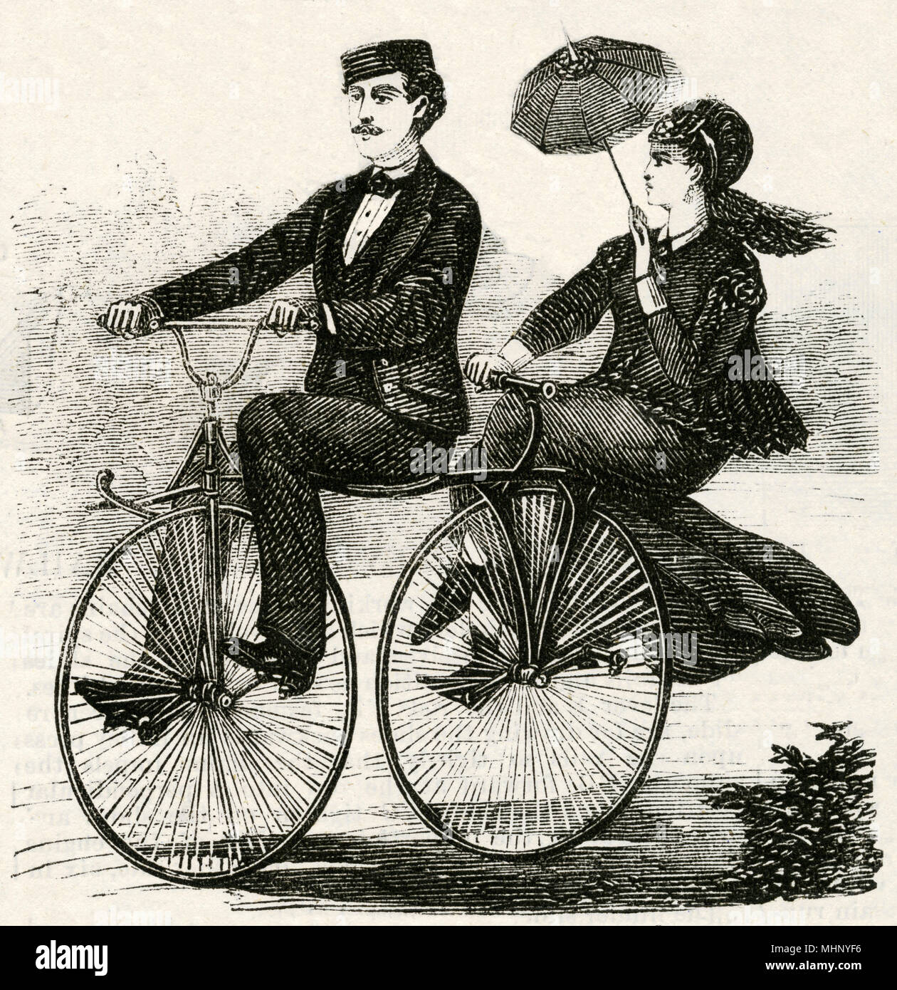 Zweisitzendes Velocipede 1869 Stockfoto