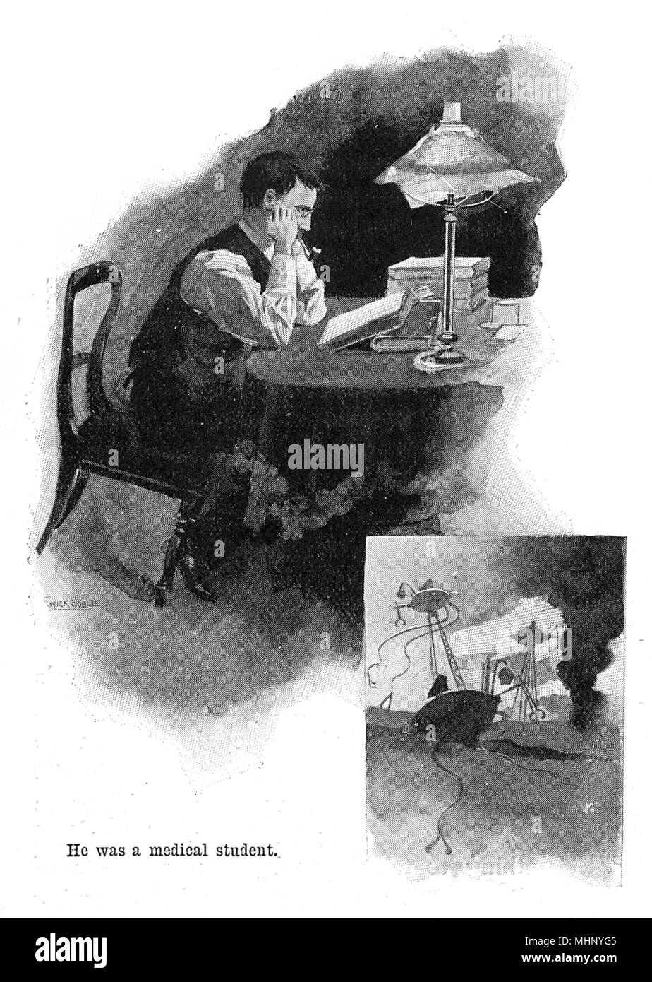 Krieg der Welten von H.G. Wells - Erste Veröffentlichung Stockfoto