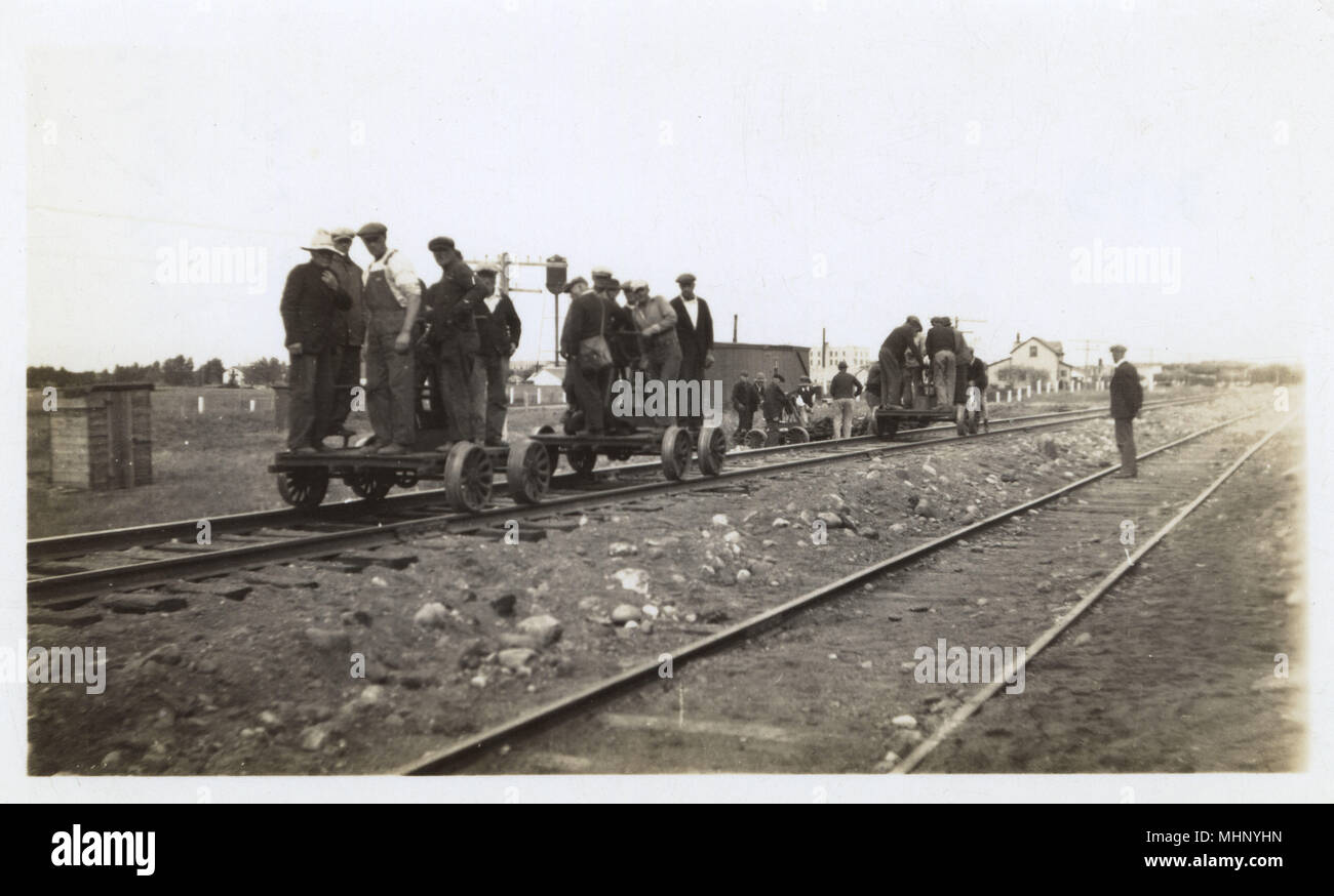 Bahnarbeiter, Fort Saskatchewan, Alberta, Kanada Stockfoto