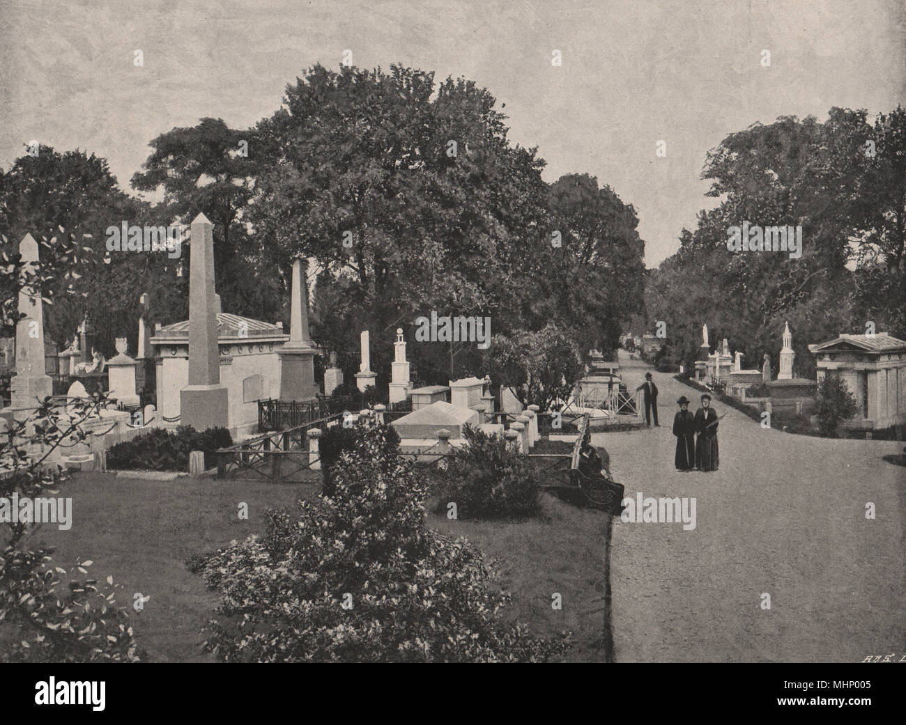 Kensal Green Cemetery. London 1896 alte antike vintage Bild drucken Stockfoto