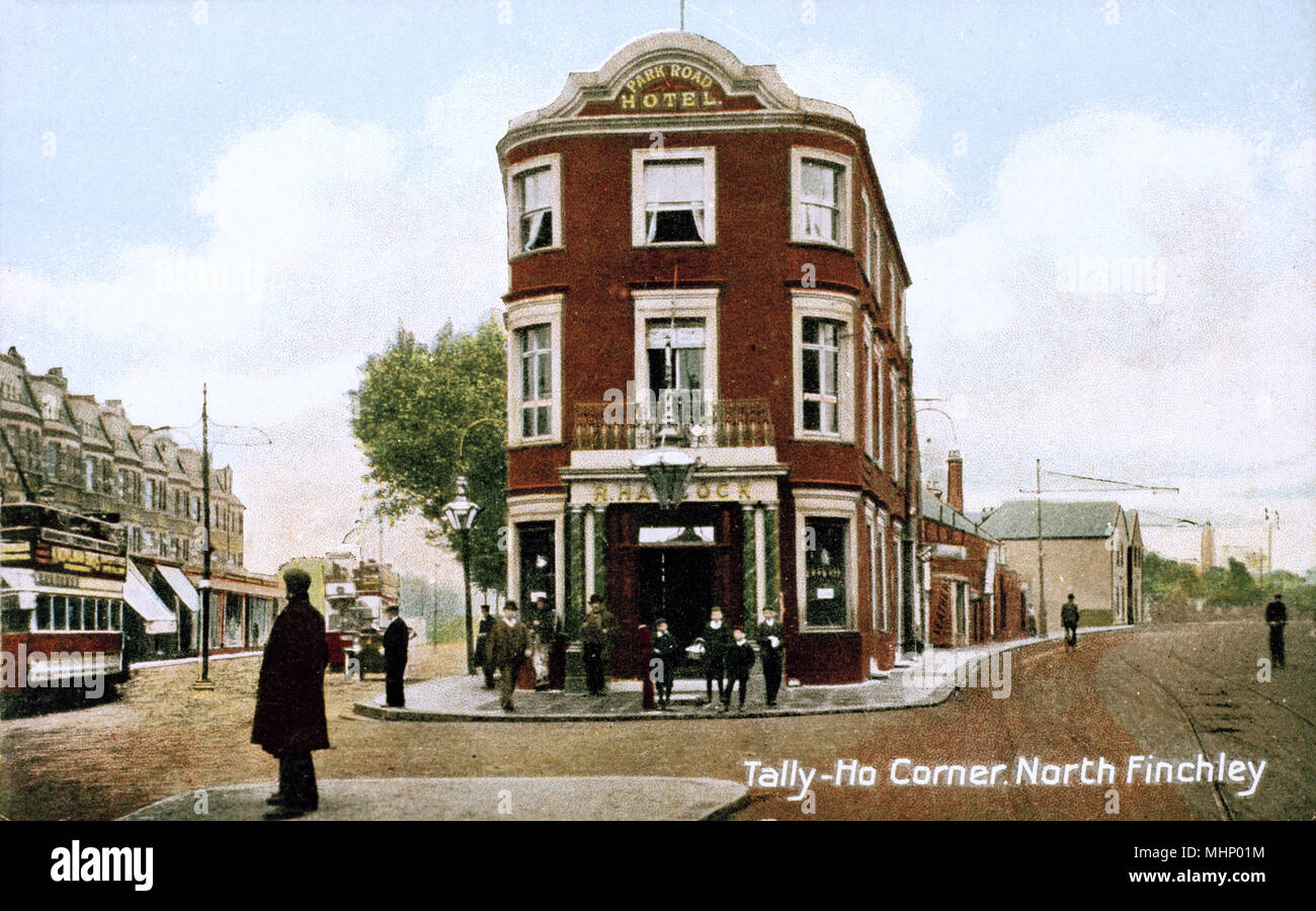 Tally-Ho Ecke und Park Road Hotel, North Finchley, nördlich von London. Datum: ca. 1900 s Stockfoto