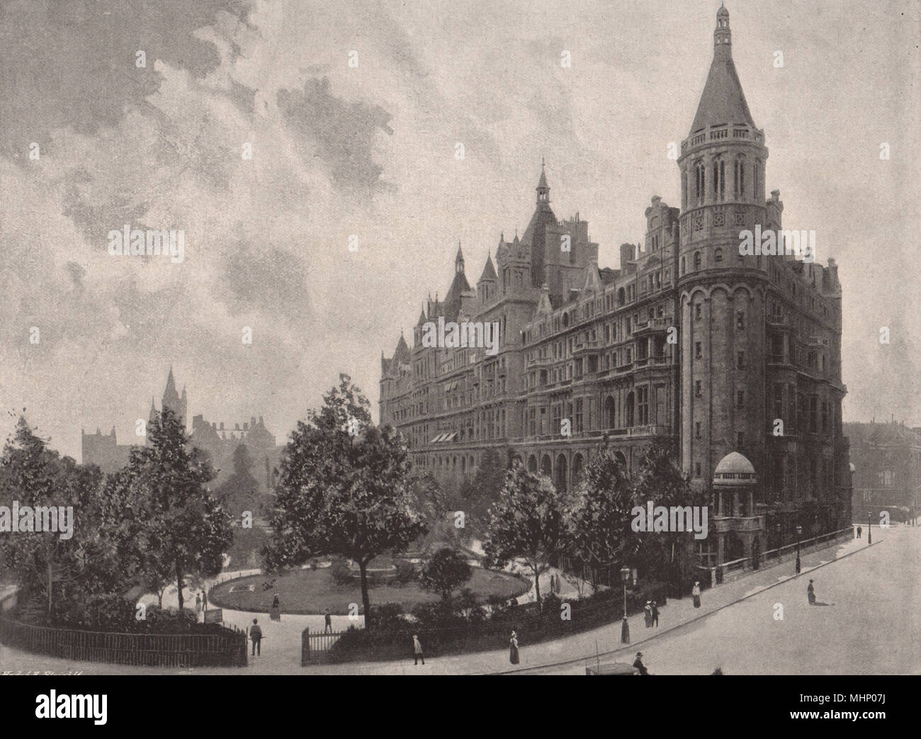 Die Nationalen Liberalen Club und Whitehall Court. London 1896 alten, antiken Drucken Stockfoto