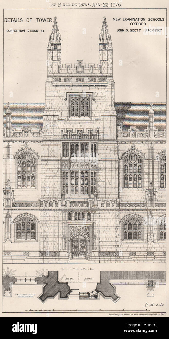 Neue Prüfung Schulen, Oxford; Design von John O. Scott Archt. Oxfordshire 1876 Stockfoto