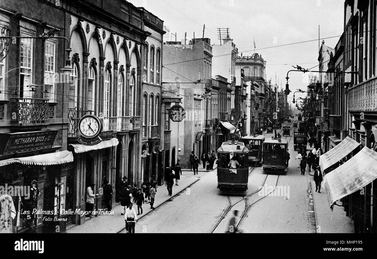 Die Calle Mayor de Triana, Las Palmas, Gran Canaria, Kanarische Inseln. Datum: ca. 1920 s Stockfoto