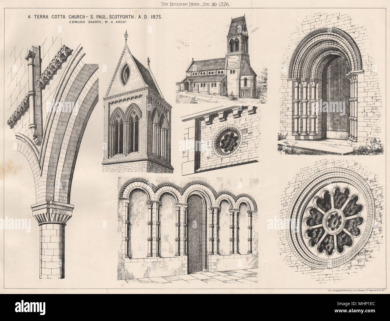 Terrakotta Kirche, der Hl. Paulus, Scotforth; Edmund Sharpe Architekten. Lancashire 1876 Stockfoto