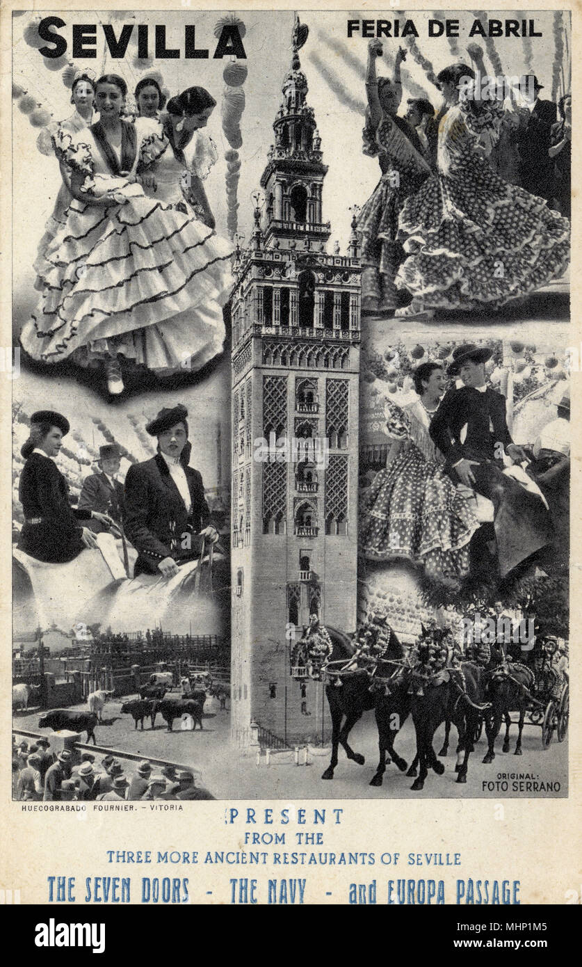 April-Festival mit Giralda-Turm, Sevilla, Spanien Stockfoto