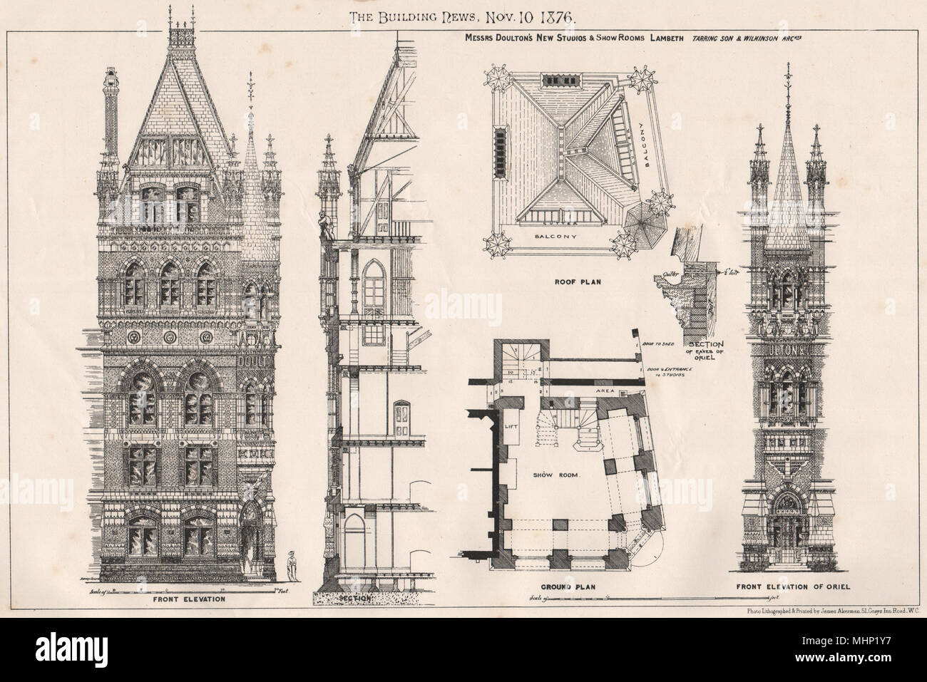 Die doulton neue Studios und Zimmer, Lambeth; Teeren Sohn & Wilkinson 1876 Stockfoto