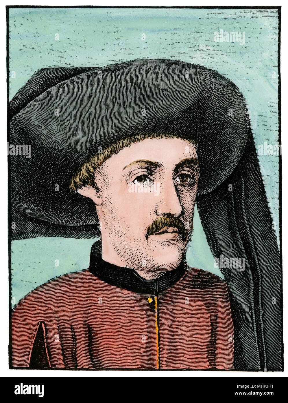 Prinz Henry von Portugal, als Navigator bekannt. Hand - farbige Holzschnitt Stockfoto