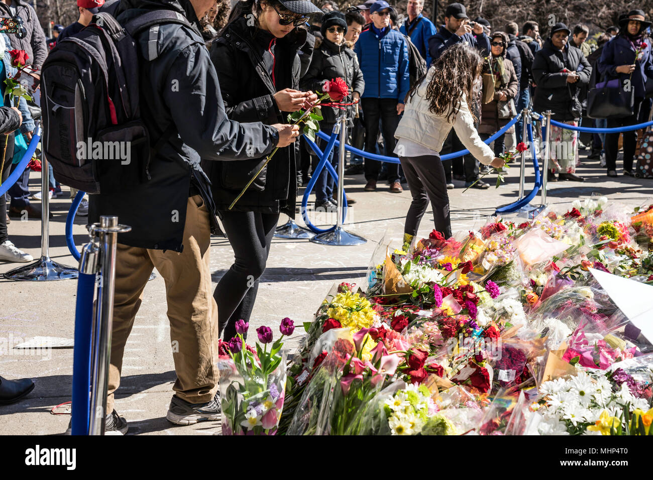 Van Angriff, eine Stadt in Trauer, Toronto starke Tragödie und Gemetzel auf der Yonge Street 10 Menschen getötet von einem van Fahren über Bürgersteig, Toronto, Kanada Stockfoto