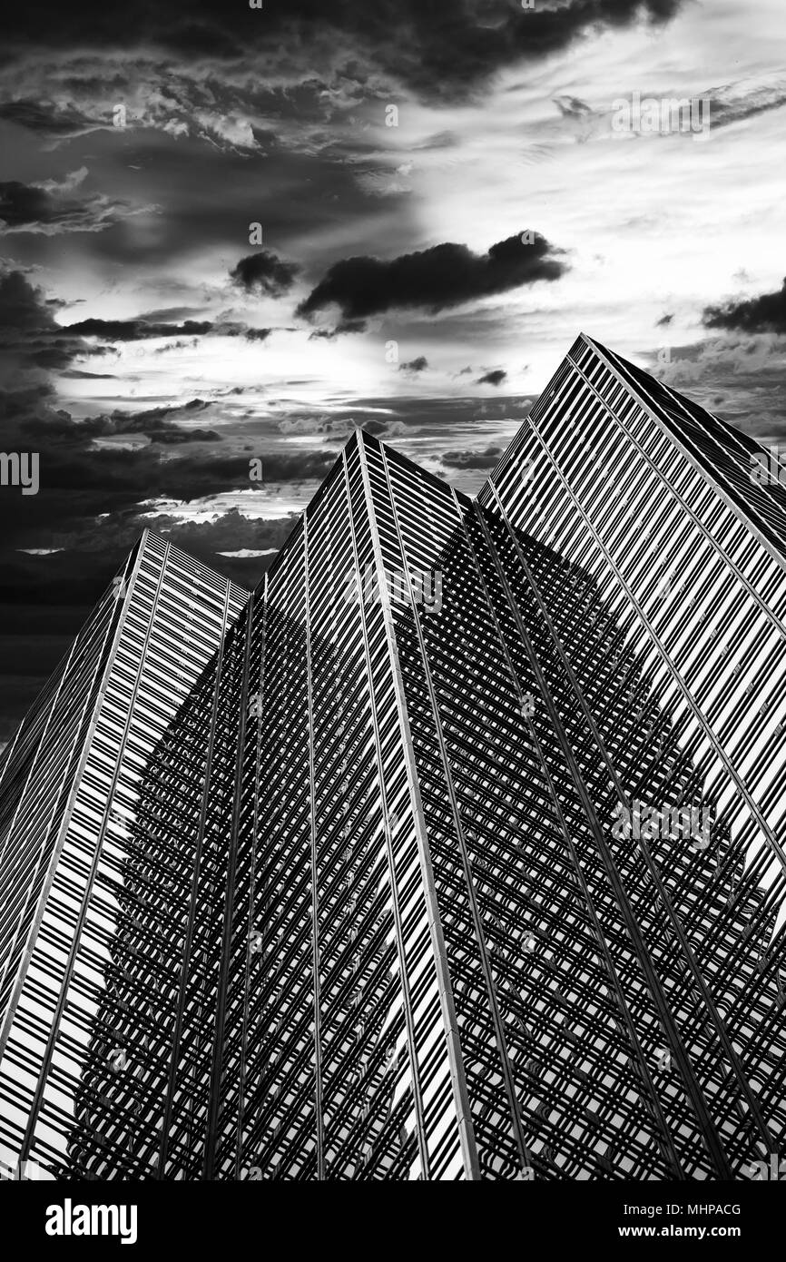 New York Manhattan Wolkenkratzer Gebäude detail Reflexionen über Windows Stockfoto