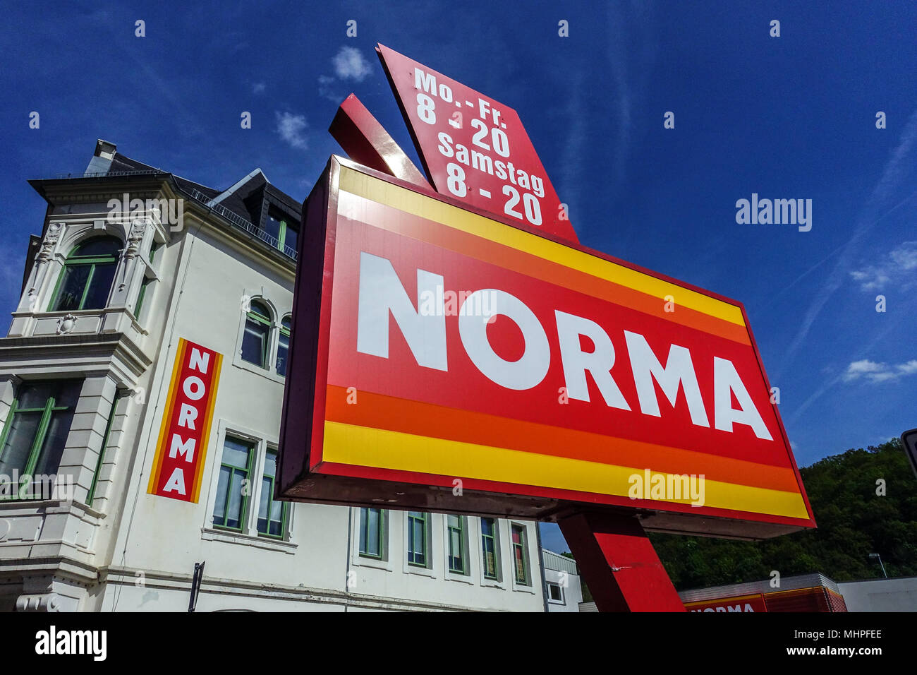 Norma logo, Zeichen, Supermarkt Stockfoto