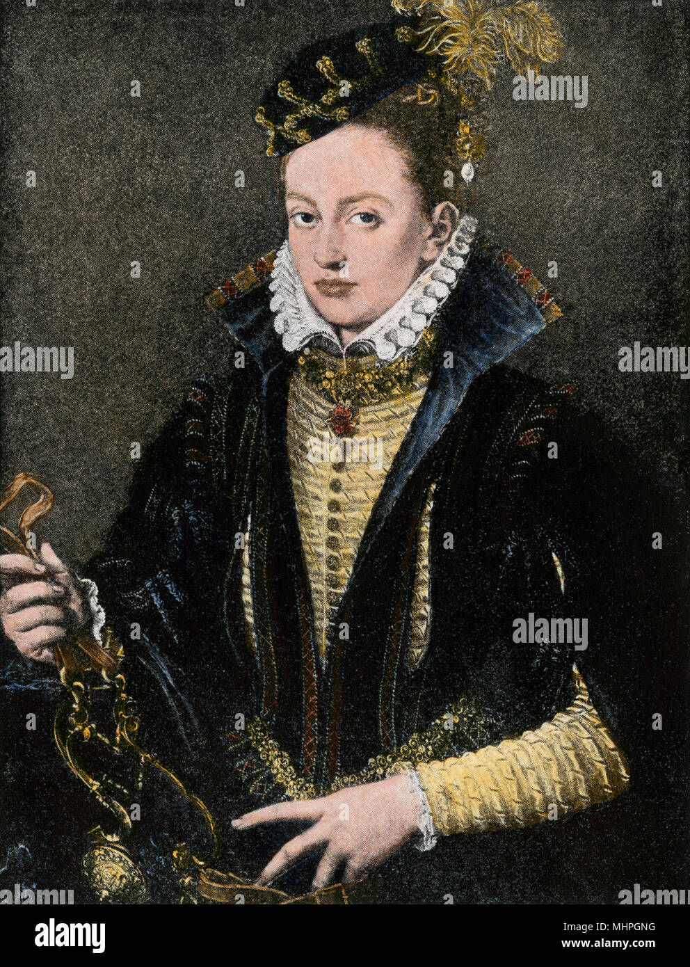 Margarete von Parma (Margarete von Österreich), Regentin der Niederlande, 1500. Hand - farbige Holzschnitt Stockfoto