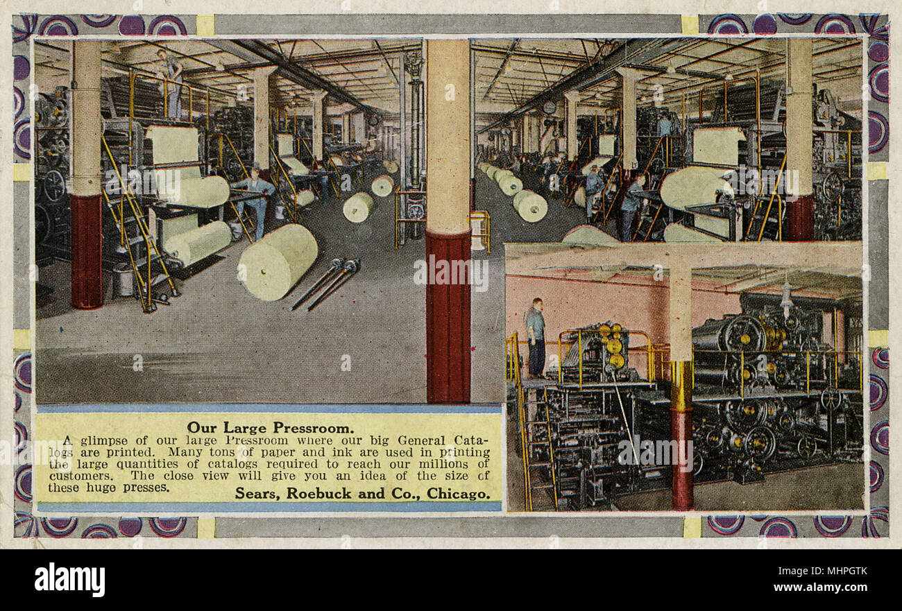 Pressroom, Sears Roebuck & Co, Chicago, Illinois, USA Stockfoto