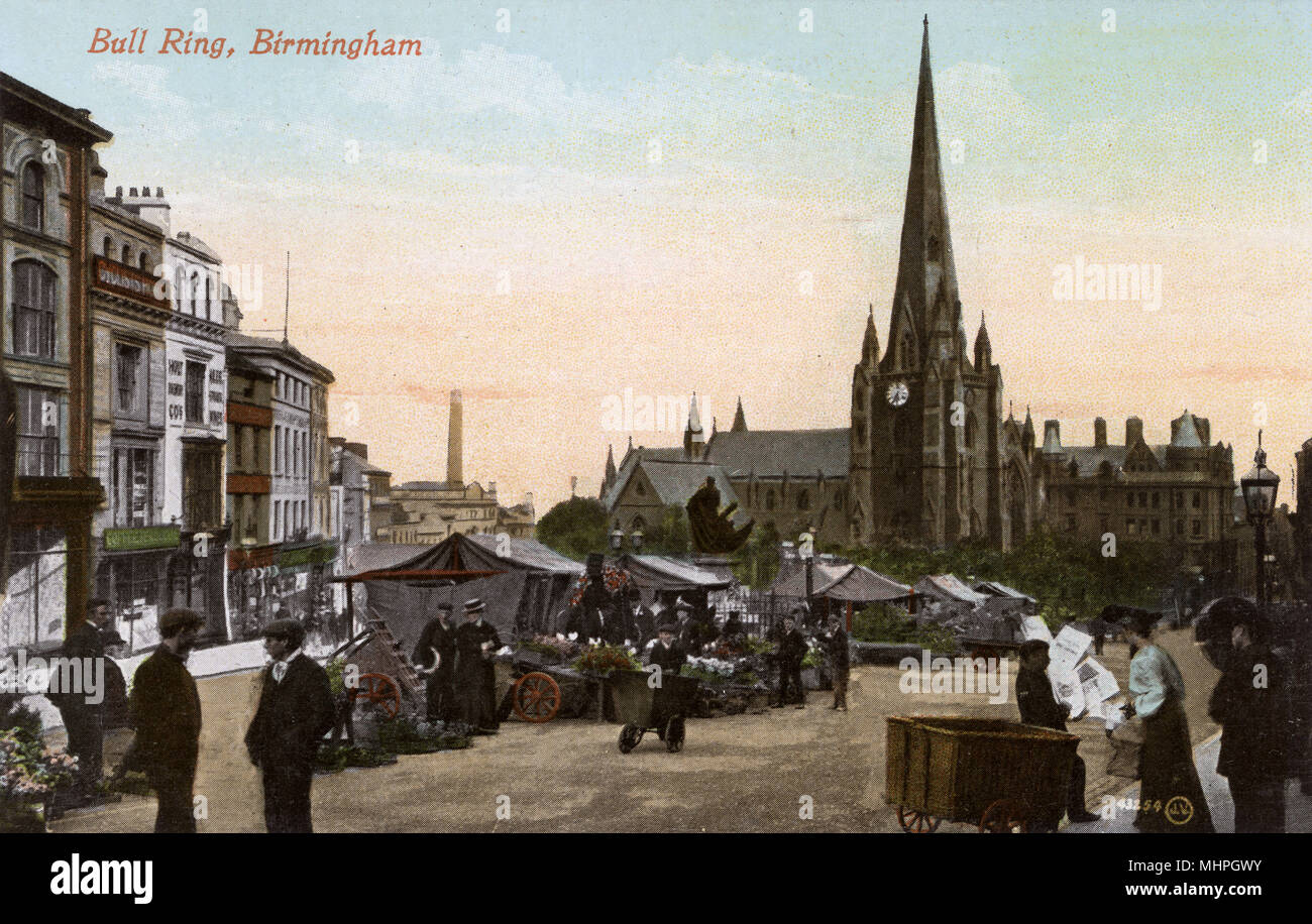 Blick auf Bull Ring Market, Birmingham, West Midlands Stockfoto