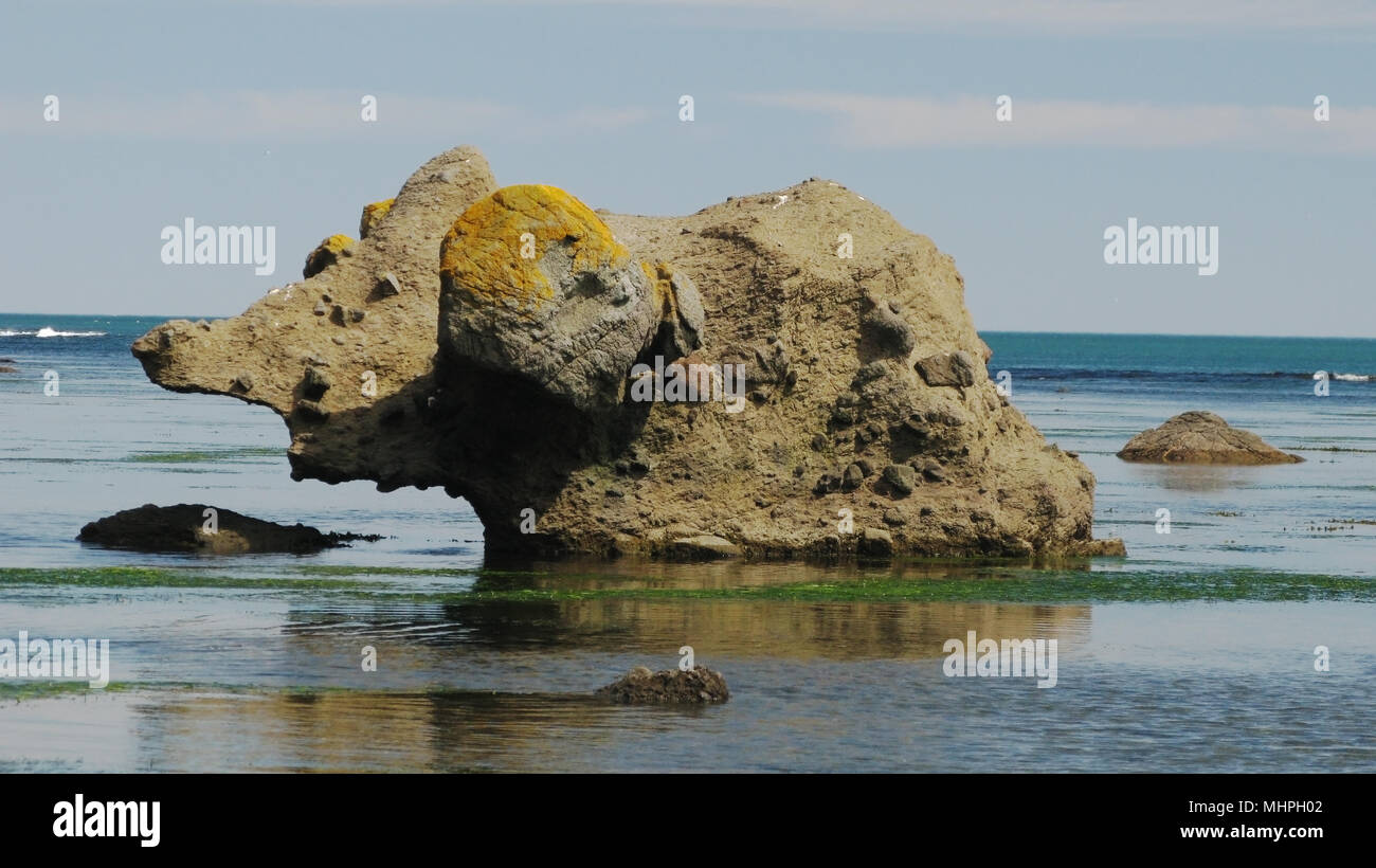 Stone Mammut, Tikhaya Bucht der Insel Sachalin, Russland Stockfoto