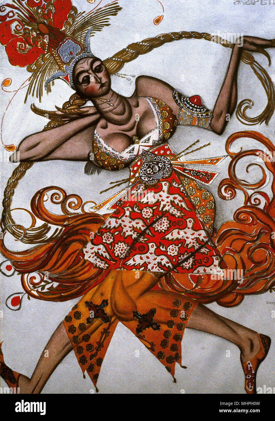 Kostümdesign von Bakst, The Firebird, Ballerina Stockfoto