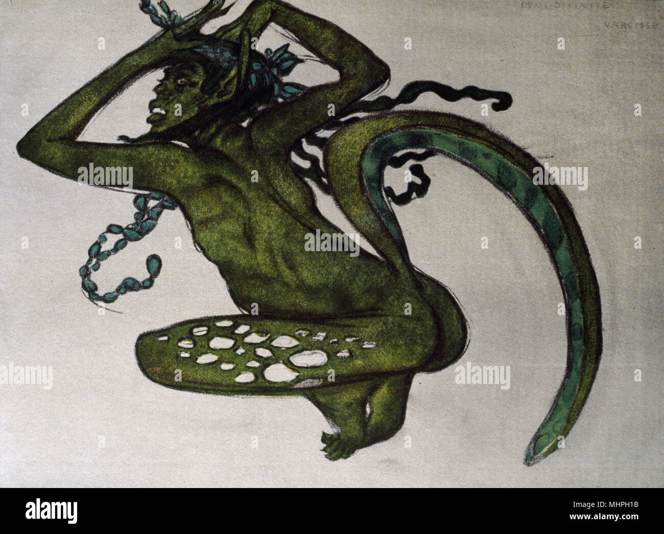 Kostümdesign von Bakst für das Ballett Narcisse et Echo Stockfoto